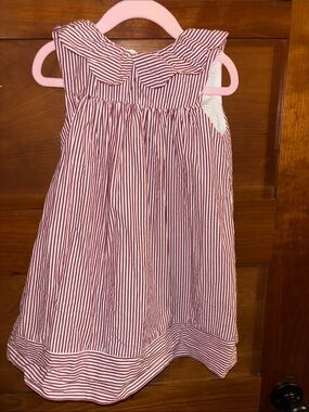 Red and White Striped Bow-Front Girls Dress